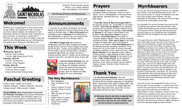 This Week Announcements Prayers Myrrhbearers Paschal Greeting