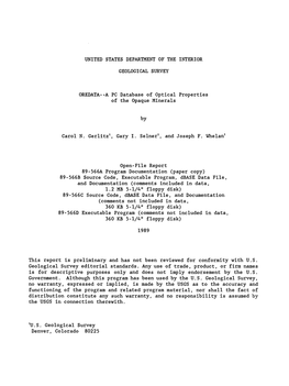 A PC Database of Optical Properties of the Opaque Minerals by Carol N