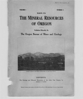 The Geology and Mineral Resources of the John Day Region by Collier