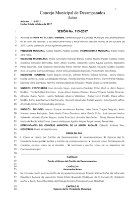 Concejo Municipal De Desamparados Actas Acta No