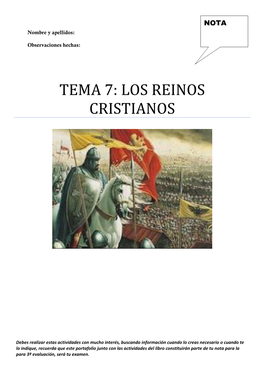 Tema 7: Los Reinos Cristianos