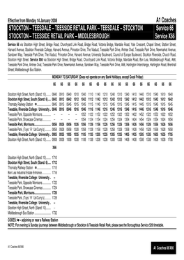 STOCKTON – TEESDALE – TEESSIDE RETAIL PARK – TEESDALE – STOCKTON Service 66 STOCKTON – TEESSIDE RETAIL PARK – MIDDLESBROUGH Service X66
