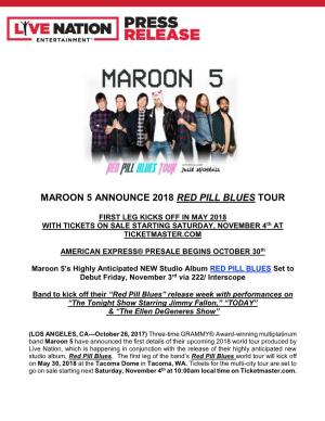Maroon 5 Announce 2018 Red Pill Blues Tour