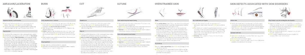 Abrasion/Laceration Burn Cut Suture Overstrained Skin Skin Defects Associated with Skin Disorders