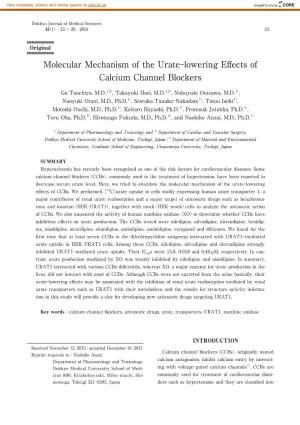 Molecular Mechanism of the Urate-Lowering Effects of Calcium Channel Blockers