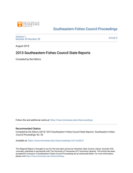 2013 Southeastern Fishes Council State Reports