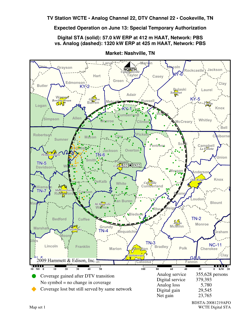 ©2009 Hammett & Edison, Inc. TV Station WCTE • Analog Channel 22