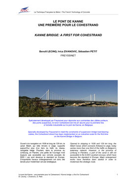 Le Pont De Kanne Une Première Pour Le Cohestrand Kanne Bridge
