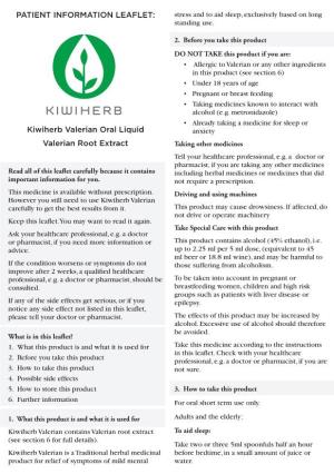 Kiwiherb Valerian Oral Liquid Valerian Root Extract
