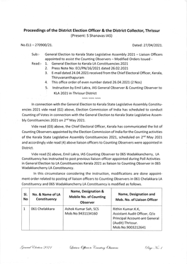 Proceedings of the District Election Officer & the District Collector