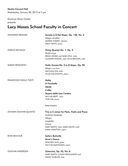 Lucy Moses School Faculty in Concert