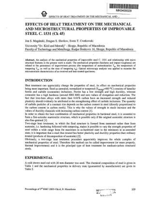 Effects of Heat Treatment on the Mechanical and