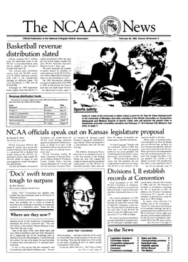 The NCAA News Staff NCAA from Levying Sanctions Schultr in Urging the Committee to Posed Upon a Member Institution