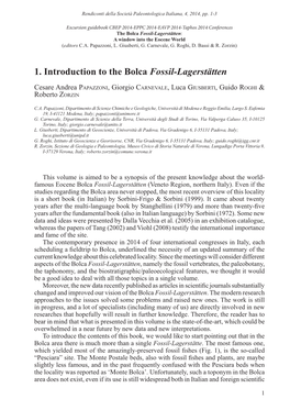 1. Introduction to the Bolca Fossil-Lagerstätten