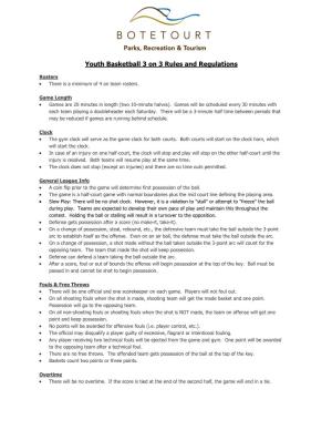 Youth Basketball 3 on 3 Rules and Regulations