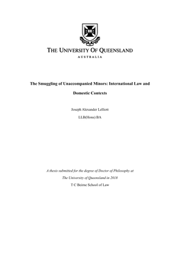 The Smuggling of Unaccompanied Minors: International Law And