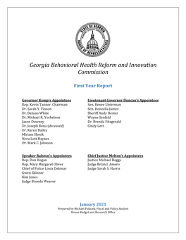 Georgia Behavioral Health Reform and Innovation Commission