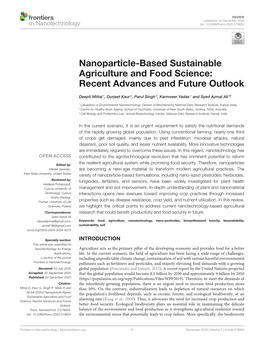 Nanoparticle-Based Sustainable Agriculture and Food Science: Recent Advances and Future Outlook