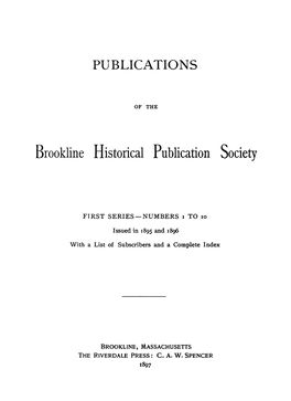Brookline Historical Publication Society