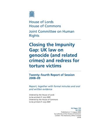 UK Law on Genocide (And Related Crimes) and Redress for Torture Victims