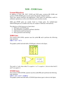 XOR - XNOR Gates