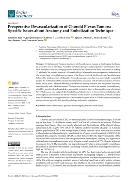 Preoperative Devascularization of Choroid Plexus Tumors: Speciﬁc Issues About Anatomy and Embolization Technique
