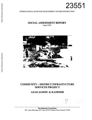 SOCIAL ASSESSMENT REPORT August 2001 Public Disclosure Authorized Public Disclosure Authorized