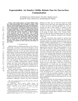 Expressionbot: an Emotive Lifelike Robotic Face for Face-To-Face Communication