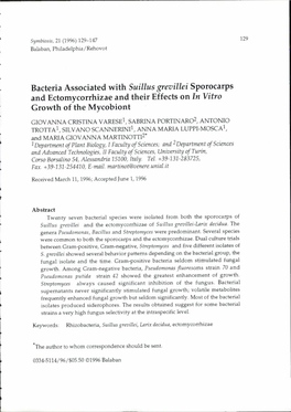 Bacteria Associated with Suillus Grevillei Sporocarps and Ectomycorrhizae and Their Effects on in Vitro Growth of the Mycobiont