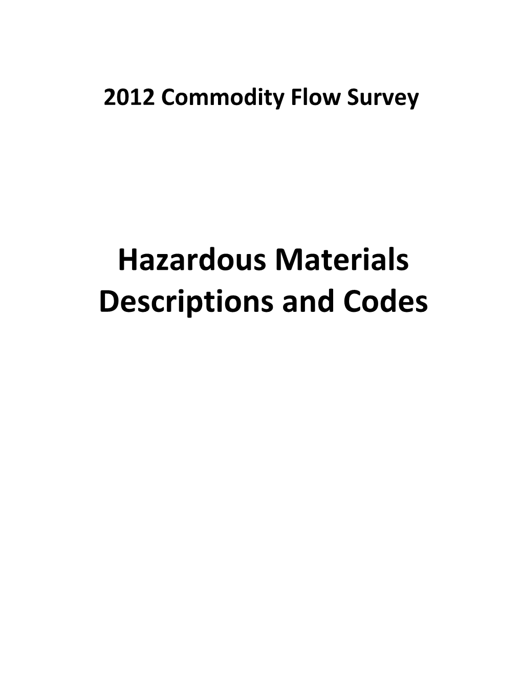 Hazardous Materials Descriptions and Codes