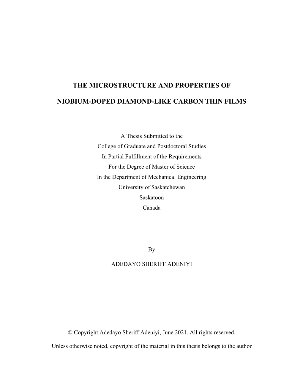 The Microstructure and Properties of Niobium