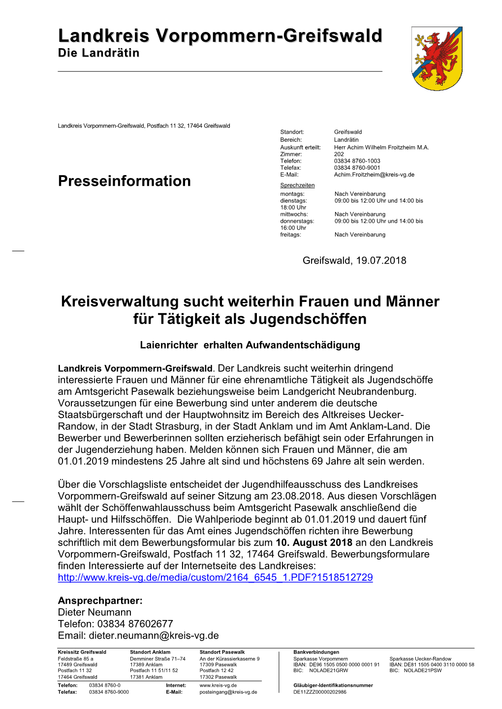 Landkreis Vorpommern-Greifswald Die Landrätin