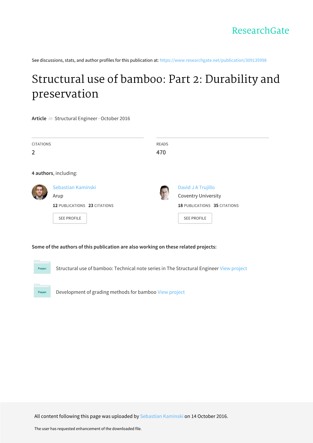 Structural Use of Bamboo: Part 2: Durability and Preservation