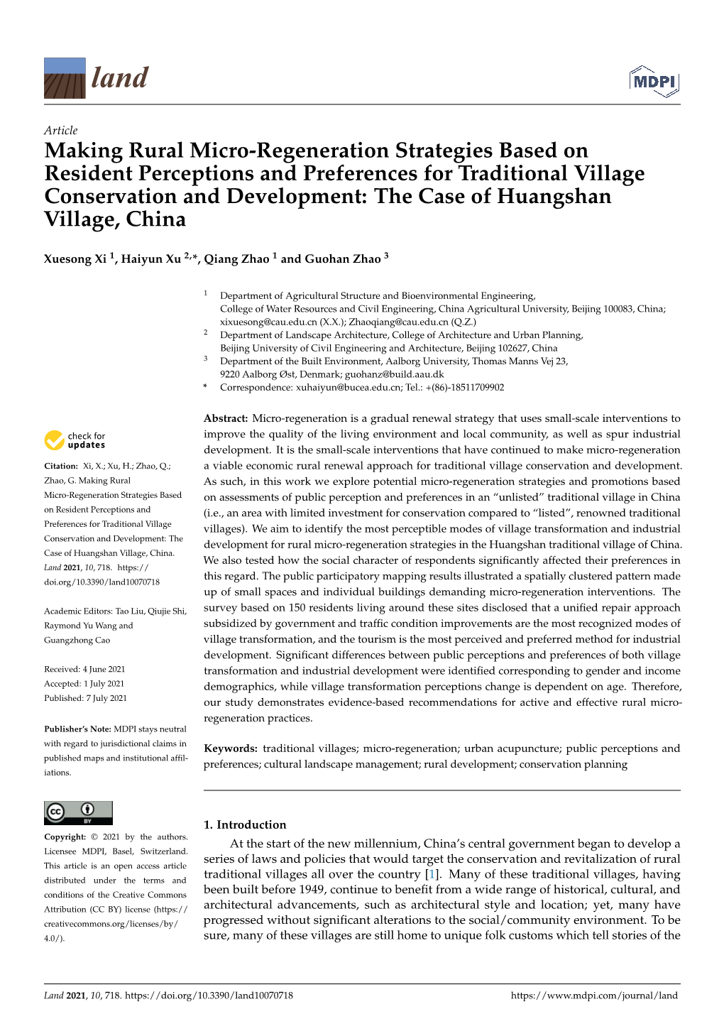 Making Rural Micro-Regeneration Strategies Based on Resident