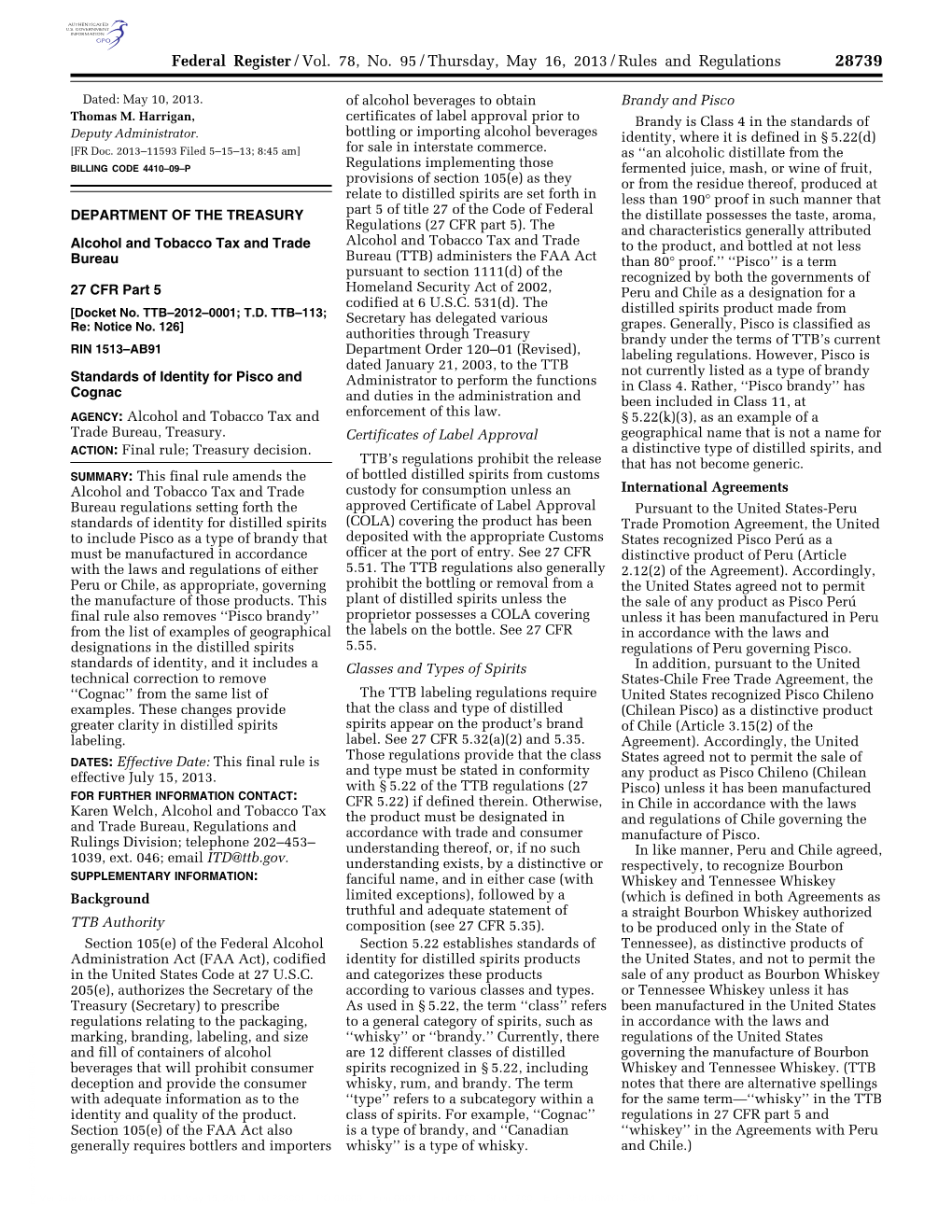 Federal Register/Vol. 78, No. 95/Thursday, May 16, 2013/Rules