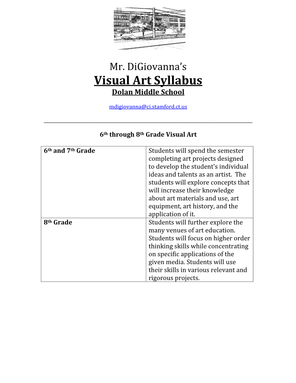 Visual Art Syllabus Dolan Middle School