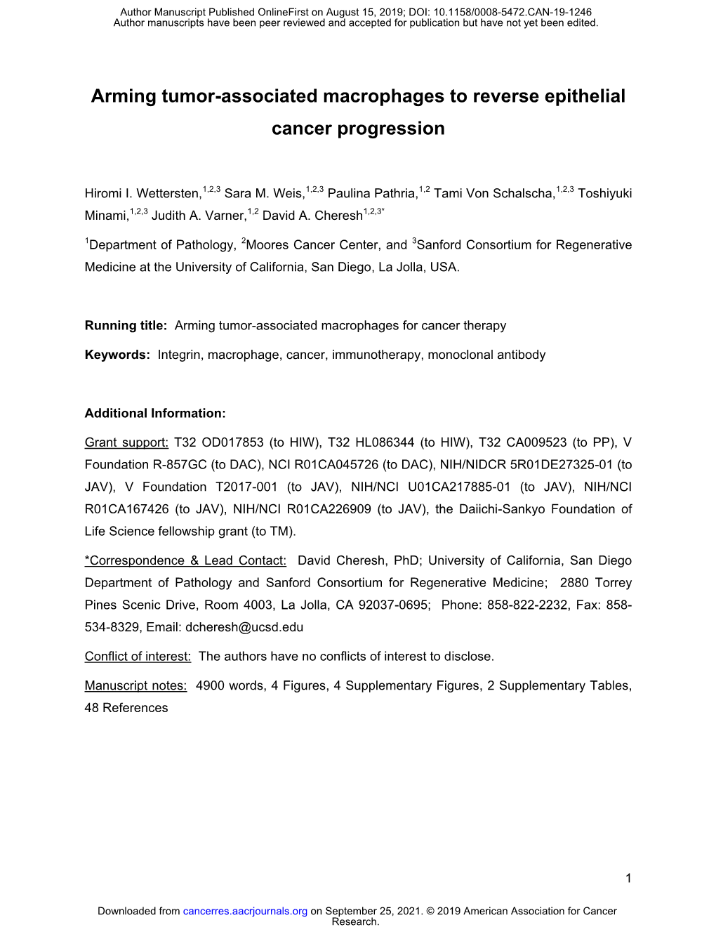 Arming Tumor-Associated Macrophages to Reverse Epithelial Cancer Progression