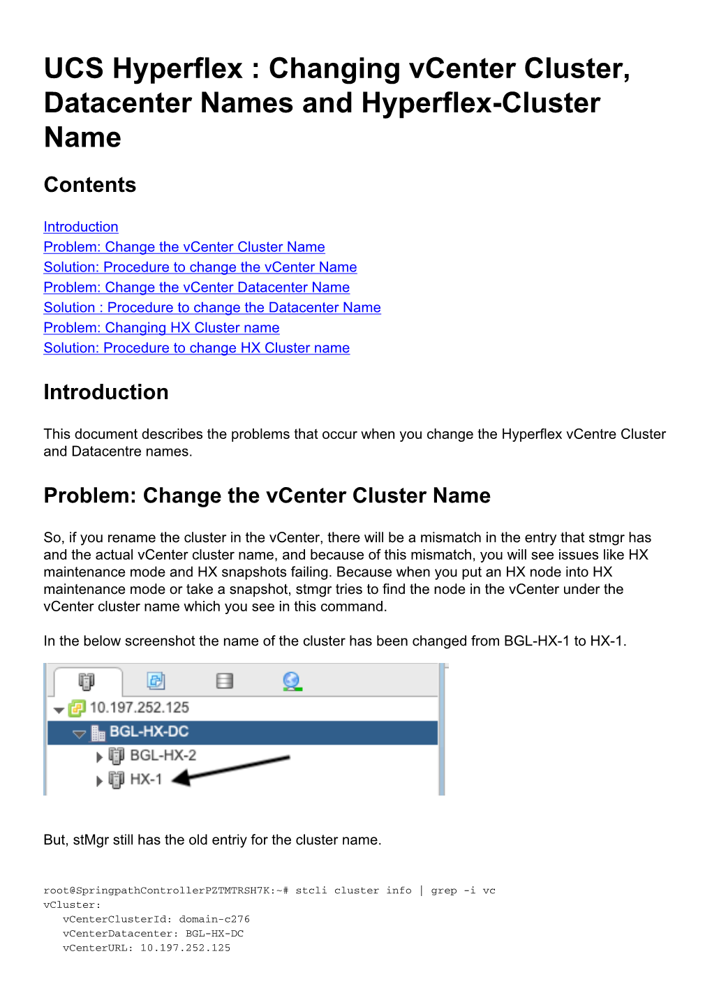 Changing Vcenter Cluster, Datacenter Names and Hyperflex-Cluster Name