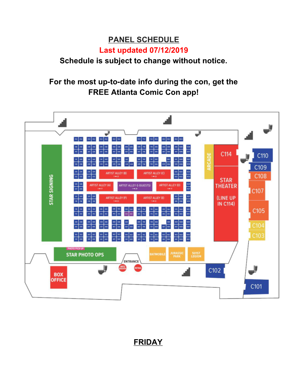 PANEL SCHEDULE Last Updated 07/12/2019 Schedule Is Subject to Change Without Notice