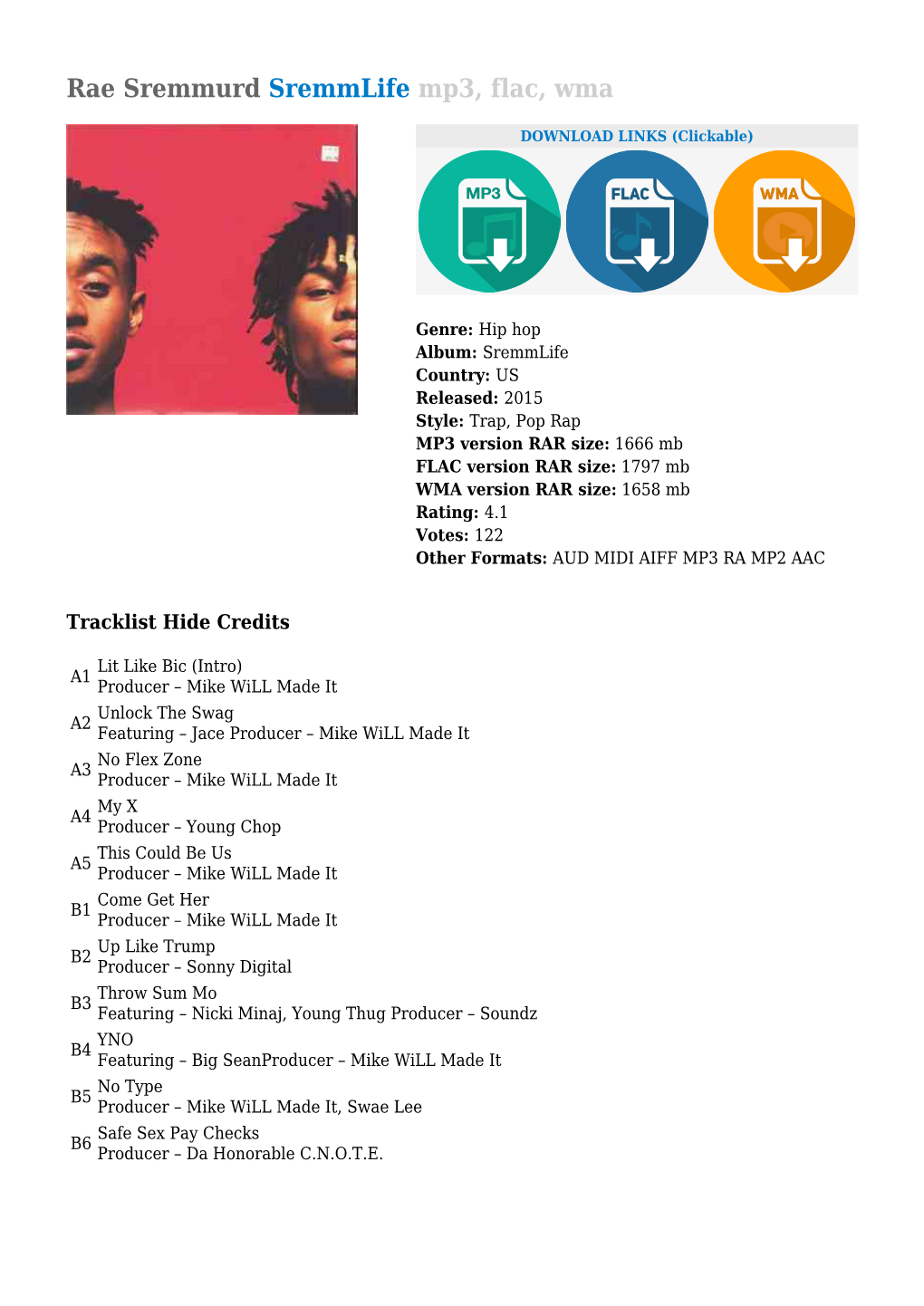 Rae Sremmurd Sremmlife Mp3, Flac, Wma