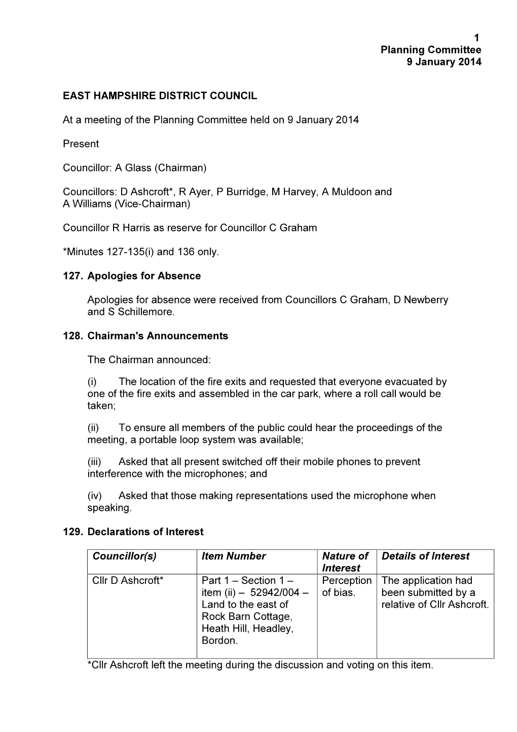 1 Planning Committee 9 January 2014 EAST HAMPSHIRE