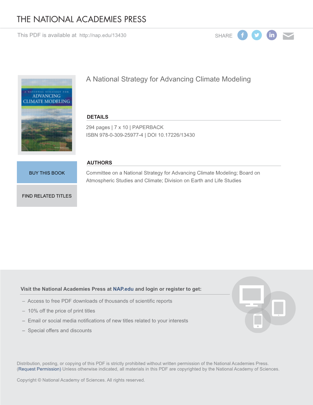A National Strategy for Advancing Climate Modeling