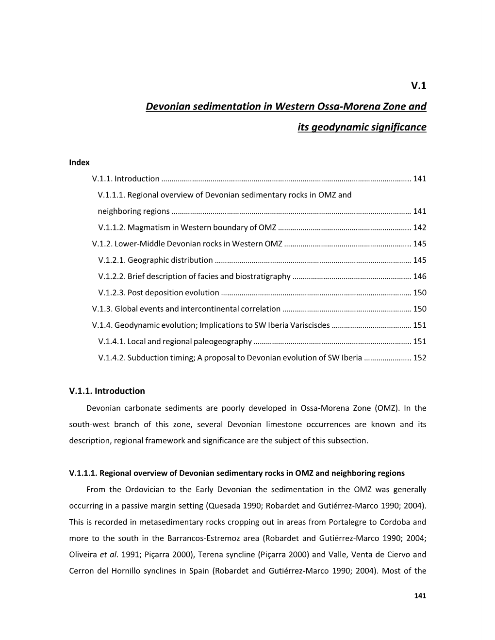 V.1 Devonian Sedimentation in Western Ossa-Morena Zone and Its Geodynamic Significance