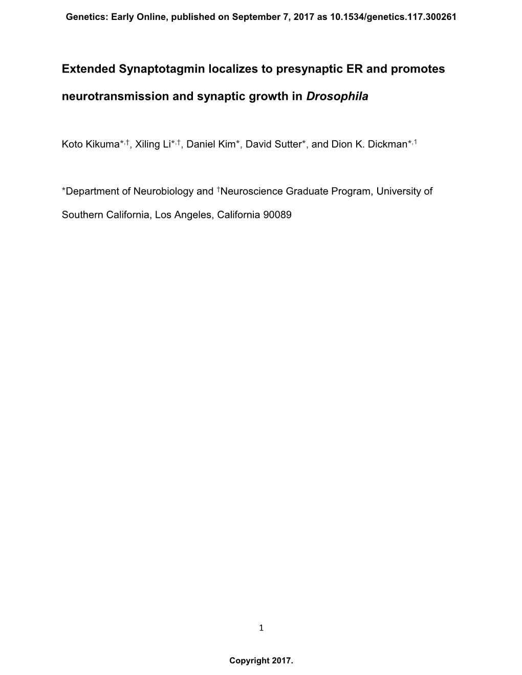 Extended Synaptotagmin Localizes to Presynaptic ER and Promotes Neurotransmission and Synaptic Growth in Drosophila