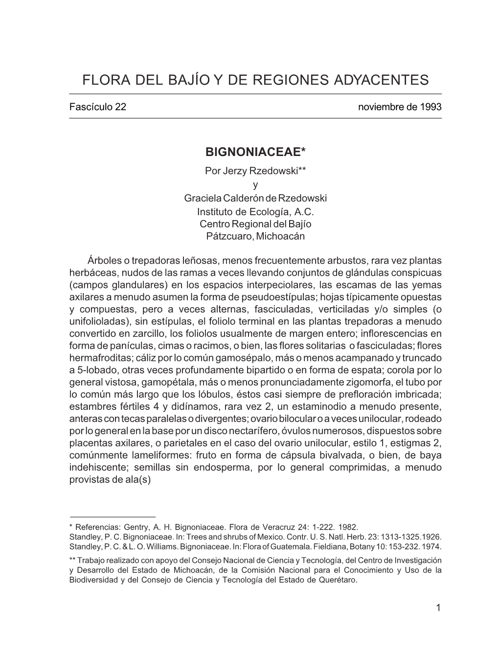 BIGNONIACEAE* Por Jerzy Rzedowski** Y Graciela Calderón De Rzedowski Instituto De Ecología, A.C