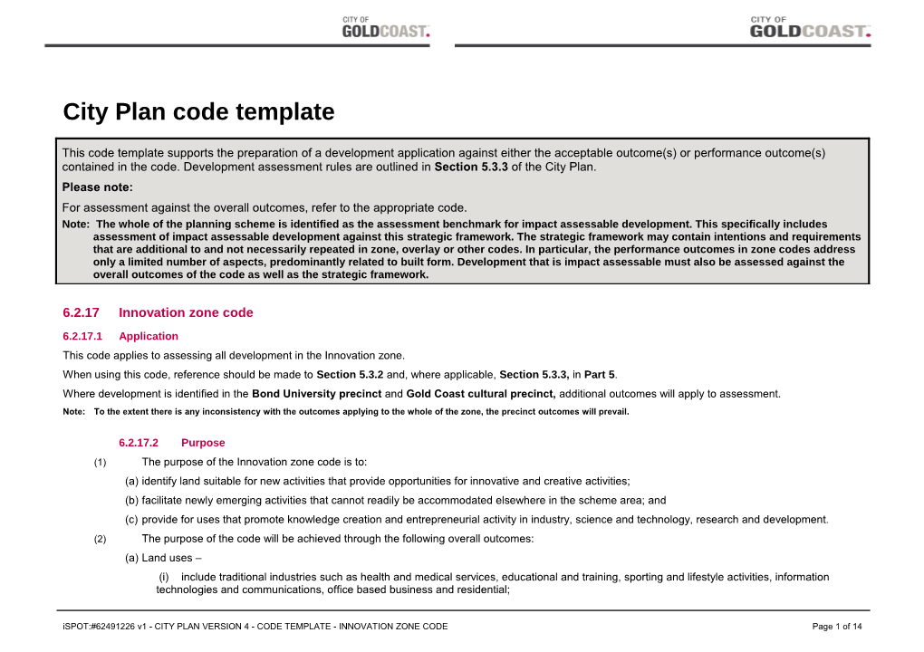 Innovation Zone Code