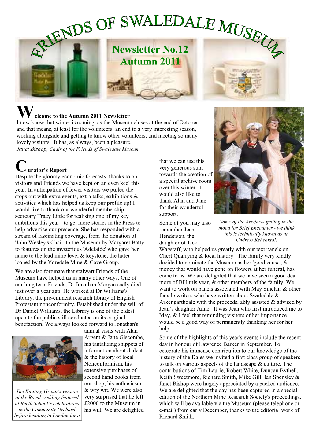 Swaledale Museum Newsletter Autumn 2011 For