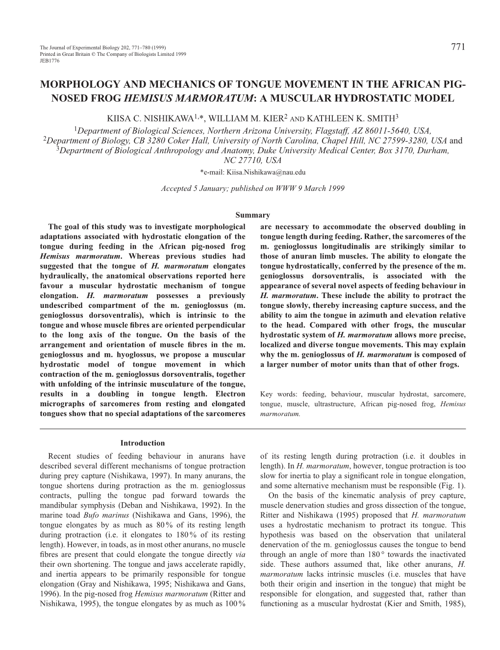 Tongue Movement in the Pig-Nosed Frog 773 Cacodylate and 2 Mmol L−1 Calcium Chloride