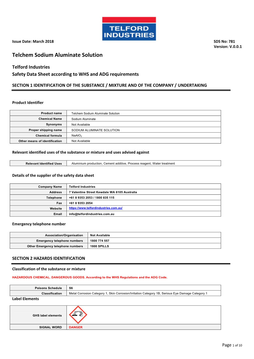 Telchem Sodium Aluminate Solution