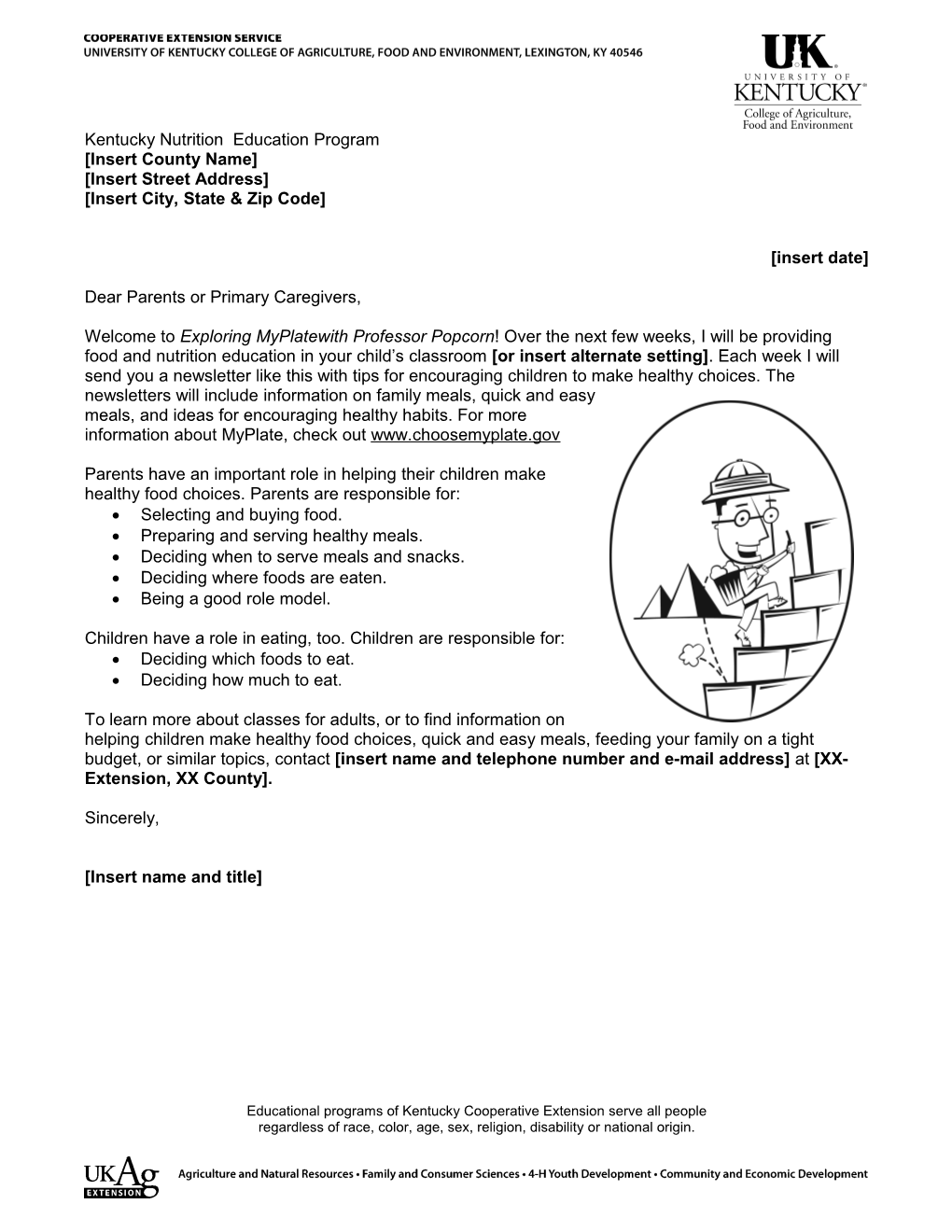 Parent Letter for Lesson 1 All Grades